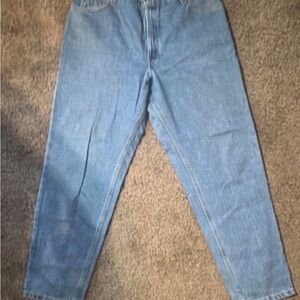 Levi's Relaxed Fit Tapered Denim Jeans Blue Button Zip Pockets Women